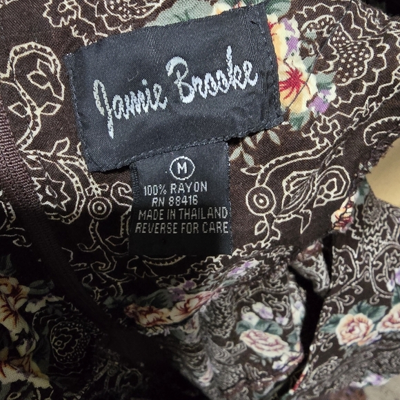 Vintage Floral Brown Tie Hips Front Midi Sundress - Picture 11 of 11